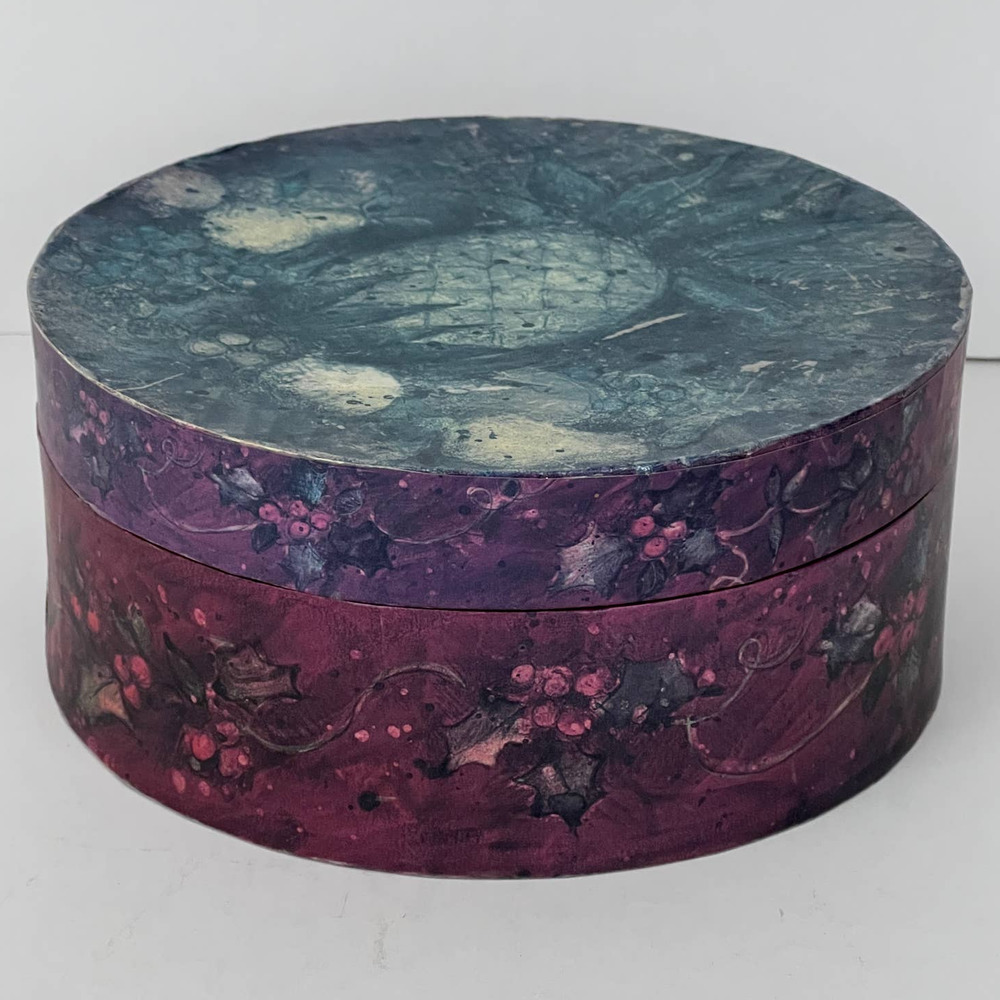 Holly Berry Round Decorative Empty Storage Gift Box Susan Winget Lang Candles